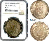 Germany, Saxony (Albertine Line) Friedrich Augustus II, Taler 1800 IEC, Dresden Mint, Silver, Dav-2701, Dark toning, NGC MS63