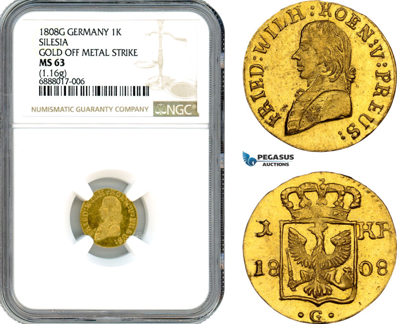 Germany, Silesia, Friedrich Wilhelm III, 1/3 Dukat (Gold strike of 1 Kreuzer) 18...