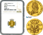 Germany, Silesia, Friedrich Wilhelm III, 1/3 Dukat (Gold strike of 1 Kreuzer) 1808 G, Glatz Mint (Poland), (1.16g), AKS 48, Exceptional condition, NGC...