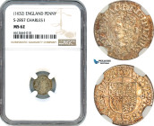 England, Charles I, Penny 1632, Silver, S-2857, Cabinet toning, NGC MS62, Top Pop and single finest graded!