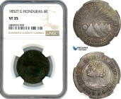 Honduras, 4 Reales 1852 TG, Tegucigalpa Mint, KM# 20B, Dark toning, NGC VF35