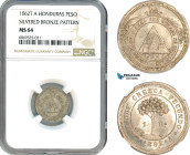 Honduras, Silvered bronze pattern Peso 1862 TA, Tegucigalpa Mint, KM-PN1 , Exceptional condition, NGC MS64, Top Pop and single finest graded!