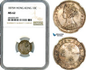 Hong Kong, Victoria, 10 Cents 1875 H, Heaton Mint, Silver, Prid-66, NGC MS62