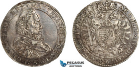 Hungary, Matthias II, 1/2 Taler 1619 KB, Kremnitz Mint, Silver (14.12g) Husz. 1118, Obv scratches, dark toning, EF, Very rare!