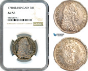 Hungary, Charles VI, 30 Kreuzer 1740 KB, Kremnitz Mint, Silver, Husz. 1625, Champagne toning, NGC AU58