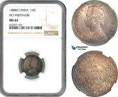 India, Victoria, 1/4 Rupee 1888 C, Calcutta Mint, Silver, KM# 490, Dark toning, NGC MS64
