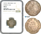 India, Baroda, Sayaji Rao III, 1/2 Rupee VS1951 (1894), Silver, Y-35a, Light champagne toning, NGC MS63