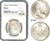 India, Edward VIII, Rupee 1906 C, Calcutta Mint, Silver, KM# 508, Blast white!, NGC MS64