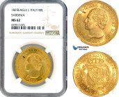 Italy, Sardinia, Carlo Felice, 80 Lire 1825 (Eagle) L, Turin Mint, Gold, KM# 123.1, Fr-1132, NGC MS62, Undergraded in our opinion!
