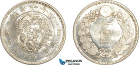 Japan, Meiji, Yen Yr. 17 (1884), Osaka Mint, Silver, JNDA-01-10, KM# YA25.2, Lightly cleaned, small chop, yet very lustrous, UNC