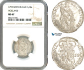 Netherlands, Holland, 1/4 Gulden 1759, Silver, KM# 100, Blast white, NGC MS67, Top Pop