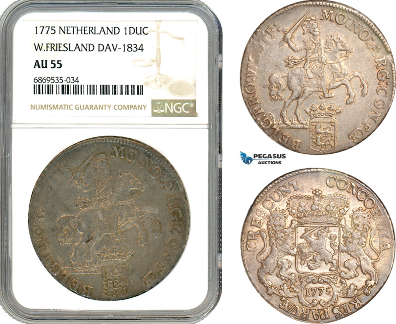 Netherlands, West Friesland, Ducaton 1775, Silver, Dav-1834, Champagne toning, N...