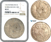 Netherlands, West Friesland, 3 Gulden 1764, Silver, Dav-1853, NGC MS63