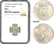 Netherlands East Indies, VOC, Utrecht Arms, 1/2 Duit 1793, Silver, Scho. 418, NGC MS61