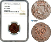 Netherlands East Indies, VOC, Utrecht Arms, Duit 1790 (1840-43), KM# 111, NGC MS62 BN