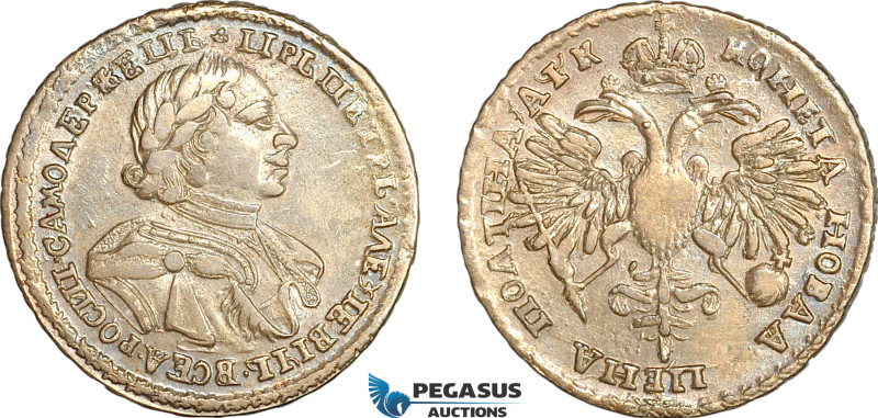 Russia, Peter I, Poltina 1720, Moscow Mint, Silver, Bitkin# 632, (R-R2), Light t...
