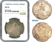 Russia, Catherine II, Rouble 1768 СПБ СА, St. Petersburg Mint, Silver, Bitkin# 205, NGC AU55