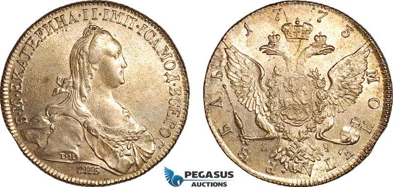 Russia, Catherine II, Rouble 1773 СПБ ЯЧ-Т.И, St. Petersburg Mint, Silver, Bitki...