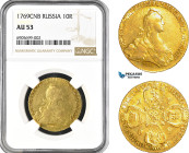 Russia, Catherine II, 10 Roubles 1769 СПБ, St. Petersburg Mint, Gold, Bitkin# 22 (R), Very flashy and lustrous!, NGC AU53, Rare!