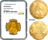 Russia, Catherine II, 10 Roubles 1775 СПБ, St. Petersburg Mint, Gold, Bitkin# 31 (R), NGC AU Det. "Obv. Scratched" Rare!
