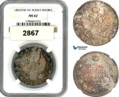Russia, Alexander I, Rouble 1824 СПБ ПД, St. Petersburg Mint, Silver, Bitkin# 138, Multicolour toning, NGC MS62