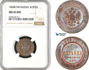 Russia, Alexander II, 1 Kopek 1868 СПБ, St. Petersburg Mint, Bitkin# 533, NGC MS65 BN, Proof strike in our opinion! Please request video for a better ...