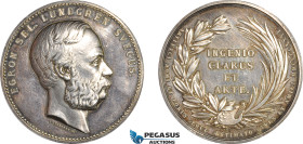 Sweden, Oscar II, Silver Medal 1876 By A. Lindberg, (75.4g Ø50mm) Old toning, AU-UNC