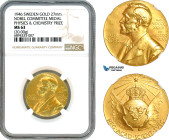 Sweden, Gold Medal, Alfred Nobel, Nobel Committee Medal Physics & Chemistry 1946, By E. Lindberg (20g, Ø27mm) Eskilstuna Mint, Ehrensvard-21, NGC MS63...