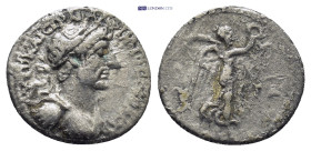 CAPPADOCIA, Caesarea AR drachm (Silver, 1.4 g, 14mm) Hadrian (117-138) year 5 = 119/120. Obv: ΑΥΤΟ ΚΑΙC ΤΡΑΙ ΑΔΡΙΑΝΟC CΕΒΑCΤ - Laureate, draped and cu...