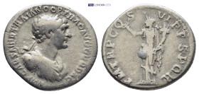 TRAJAN. Denarius. (19mm, 3.2). AD 114-117 Rome.. Anv: Laureate and draped bust of Trajan on the right, around legend: IMP CAES NER TRAIANO OPTIMO AVG ...