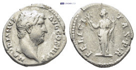 HADRIAN (117-138). Denarius. (18mm, 3.2 g) Rome. Obv: HADRIANVS AVG COS III P P. Bare-headed bust right, slight drapery. Rev: FELICITAS P R. Felicitas...