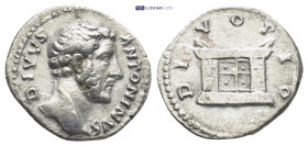 Divus Antoninus Pius. Denarius. (18mm, 2.9 g) 161 AD. Rome. Anv.: DIVVS ANTONINVS. Bare head to right. Rev.: DIVO PIO. Square altar.