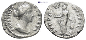 Faustina II, Wife of Marcus Aurelius; Denarius, Rome, c. 156-61 AD, (18mm, 2,8 g) Obv: Strack's coiffure d. Rx: AVGVSTI - PII FIL Venus standing l. ho...