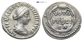 Lucilla. Augusta, A.D. 164-182. AR denarius (17mm, 2.87 g). Rome, under Marcus Aurelius and Lucius Verus, A.D. 161/2. LVCILLAE AVG ANTONINI AVG F, dra...