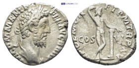 COMMODUS (177-192). Denarius. (16mm, 2.3 g) Rome. Obv: M COMM ANT P FEL AVG BRIT P P. Laureate head right. Rev: APOL MONET P M TR P XV / COS - VI. Apo...