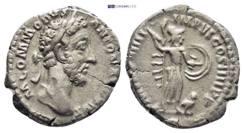 Commodus AR Denarius. (18mm, 2.8 g) Rome, AD 183-184. M COMMODVS ANTON AVG PIVS,...
