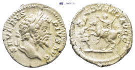 SEPTIMIUS SEVERUS (193-211). Denarius. (18mm, 3.5 g) Rome. Obv: SEVERVS PIVS AVG. Laureate head right. Rev: ADVENT AVGG. Septimius Severus on horse re...