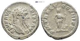 SEPTIMIUS SEVERUS (193-211). Denarius. (18mm, 3.6 g) Rome. Obv: SEVERVS PIVS AVG. Laureate head right. Rev: P M TR P XV COS III P P. Africa standing r...