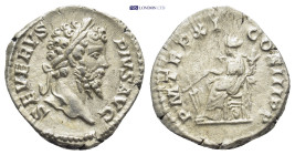 Septimius Severus (193-211 AD). AR Denarius (18mm, 3.2 g), Rome 203. Obv. SEVERVS PIVS AVG, Laureate head to right. Rev. P M TR P XI COS III P P, Fort...