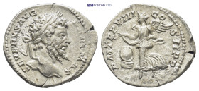 Septimius Severus (193-211 AD). AR Denarius (20mm, 3.3 g), Roma, 200 AD. Obv. SEVERVS AVG PART MAX, laureate head right. Rev. PM TR P VIII COS II PP, ...