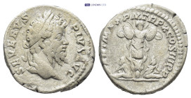 Septimius Severus (193-211), Denarius, Rome, AD 202, AR (18mm, 3.3 g), SEVERVS - PIVS AVG, laureate head r., Rv. PART MAX P M TR P X COS III P P, trop...