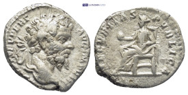 Septimius Severus AD 193-211. Rome Denarius AR (18mm., 3.4 g). Laureate head right / SECVRITAS PVBLICA, Securitas seated left on throne, holding globu...