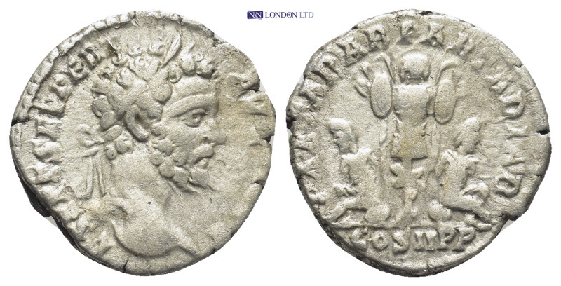 Septimius Severus AR Denarius. (17mm, 2.9 g) Rome, AD 195. L SEPT SEV PERT AVG I...