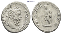 Septimius Severus, 193 - 211 AD Silver Denarius, Rome Mint, (17mm, 3.4 g) Obverse: SEVERVS PIVS AVG, Laureate head of Septimius right. Reverse: VOTA S...
