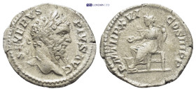 Septimius Severus. A.D. 193-211. AR denarius (20mm, 3.0 g). Rome mint, Struck A.D. 208. SEVERVS PIVS AVG, laureate head right / P M TR P XVI COS III P...
