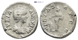 Julia Domna, AD 193-217. AR, Denarius. (18mm, 3.2 g). Rome.
Obv: IVLIA AVGVSTA. Bust of Julia Domna, hair waved and coiled at back, draped, right.
Rev...