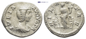 Julia Domna, AD 193-217. AR, Denarius. (19mm, 3.0 g). Rome. Obv: IVLIA AVGVSTA. Bust of Julia Domna, hair waved and coiled at back, draped, right. Rev...
