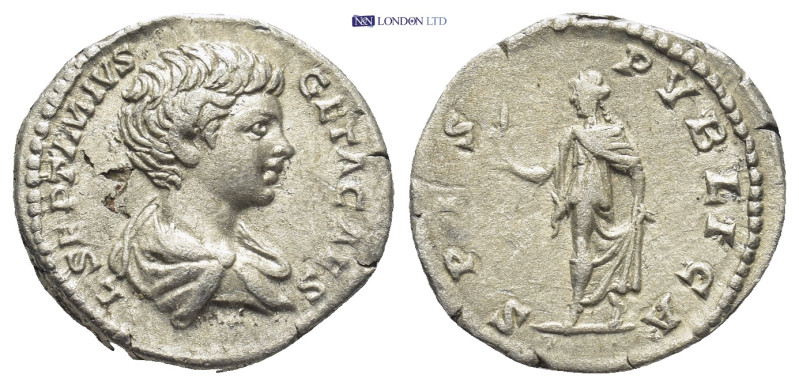 Geta as Caesar; 198-209 AD, Rome, 198 AD, Denarius, (18mm, 3.0 g) Obv: L SEPTIMI...
