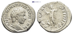 Caracalla (198-217 AD). AR Denarius (20mm, 3.0 g), Rome, 214. Obv. ANTONINVS PIVS AVG GERM, Laureate head of Caracalla to right. Rev. P M TR P XVII CO...