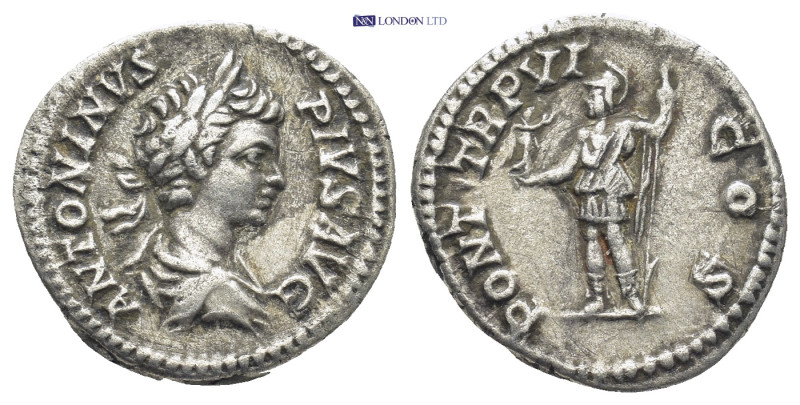 Caracalla AR Denarius. (18mm, 3.2 g) Rome, AD 203. ANTONINVS PIVS AVG, laureate ...